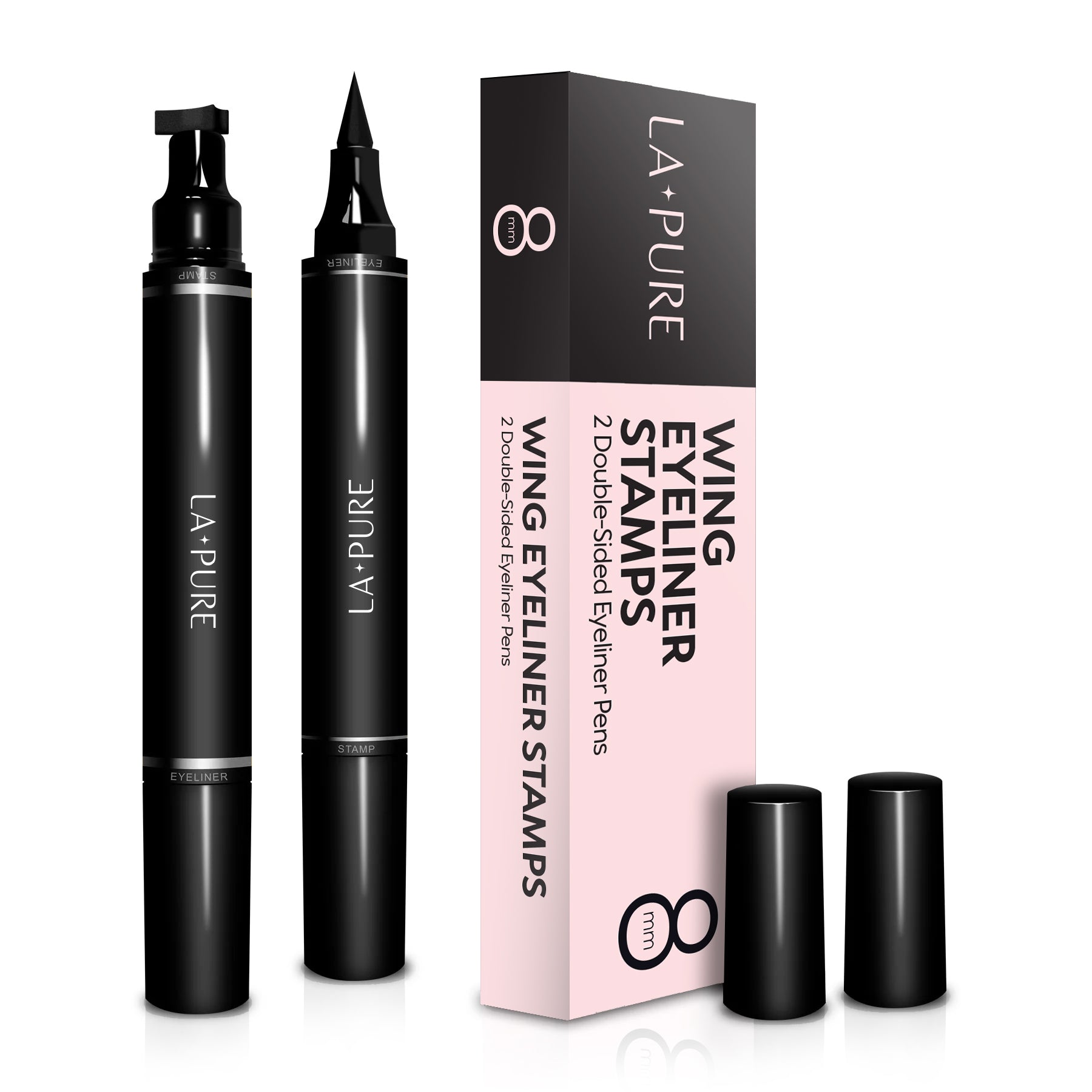 Foldable Dual Eye Eyeliner Stamp Pen Set - Smudgeproof & Waterproof (Black/Brown)