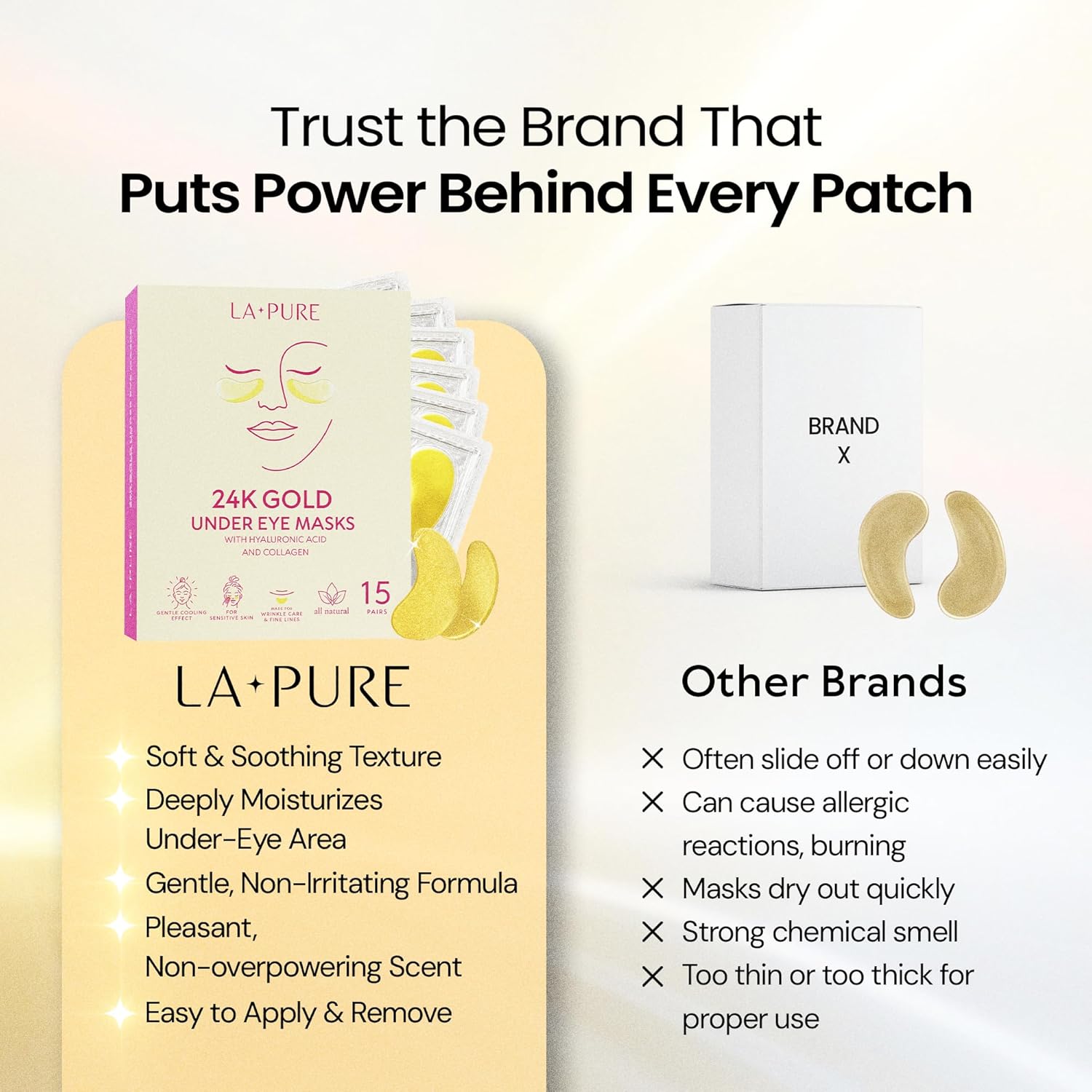 Comparison of La Pure 24K Gold Eye Masks with other brands
