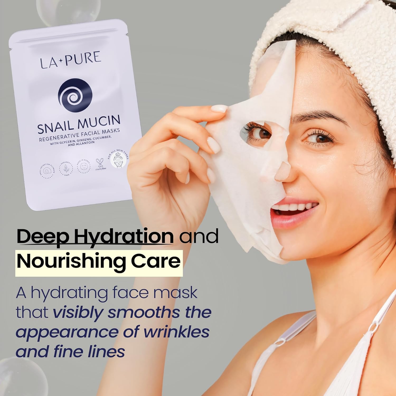 Snail Skin Regeneration Korean Facial Mask (Pack of 10)