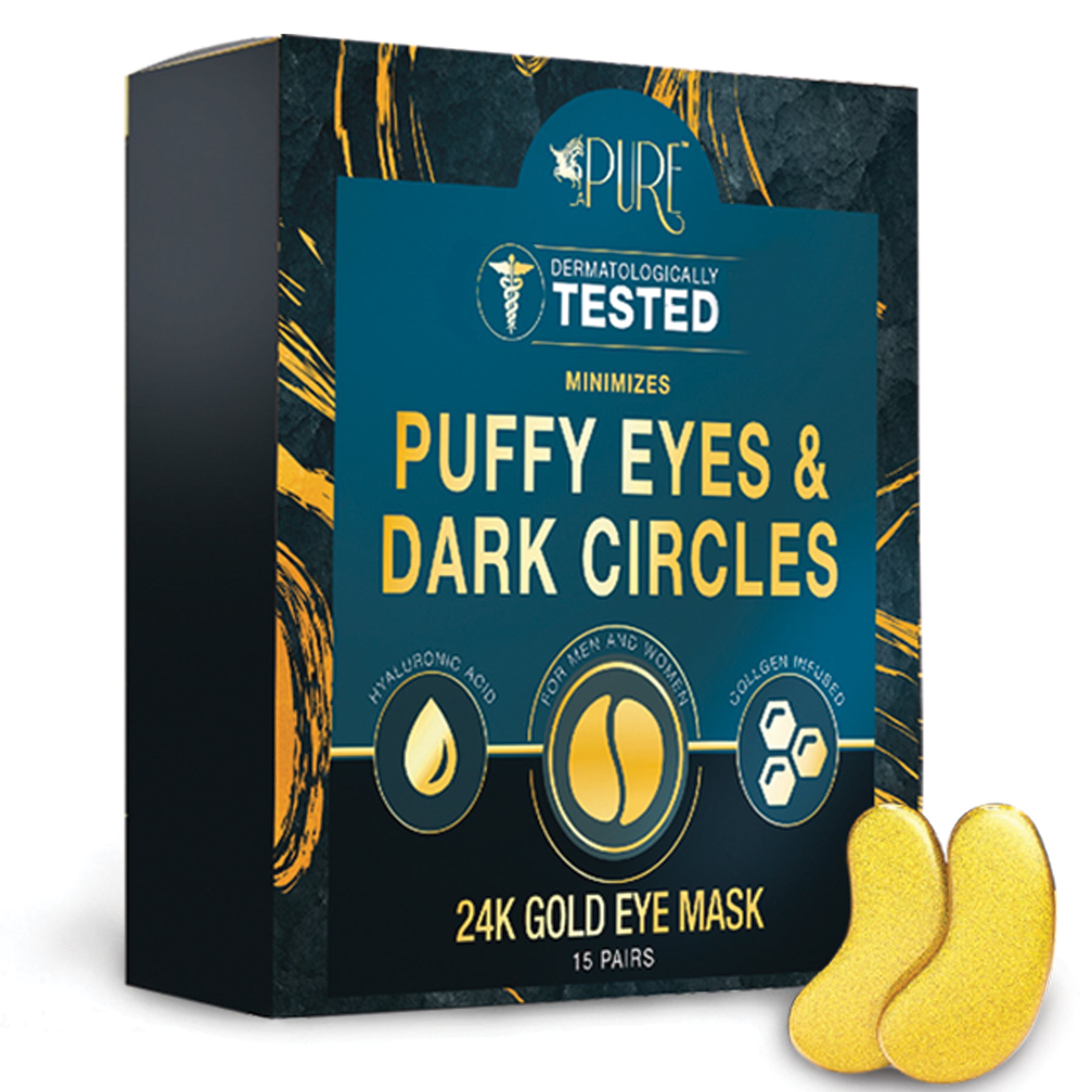 24K Gold Eye Mask with Collagen and Hyaluronic Acid (15 Pairs)